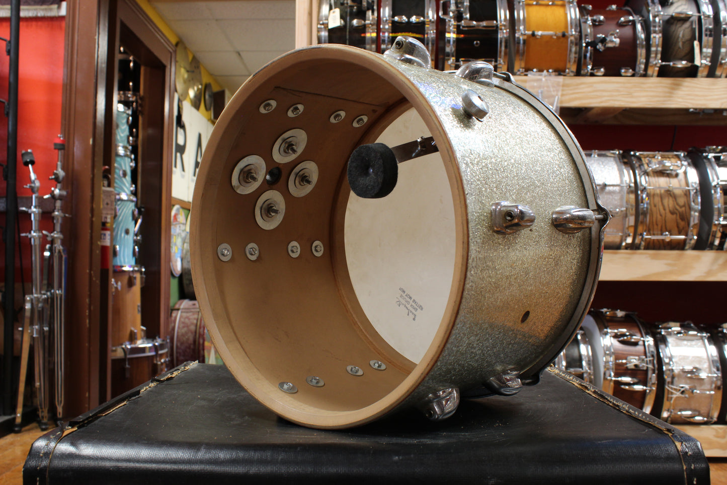 1970s Slingerland Gene Krupa Deluxe Outfit in Sparkling Silver Pearl 14x20 9x13 16x16