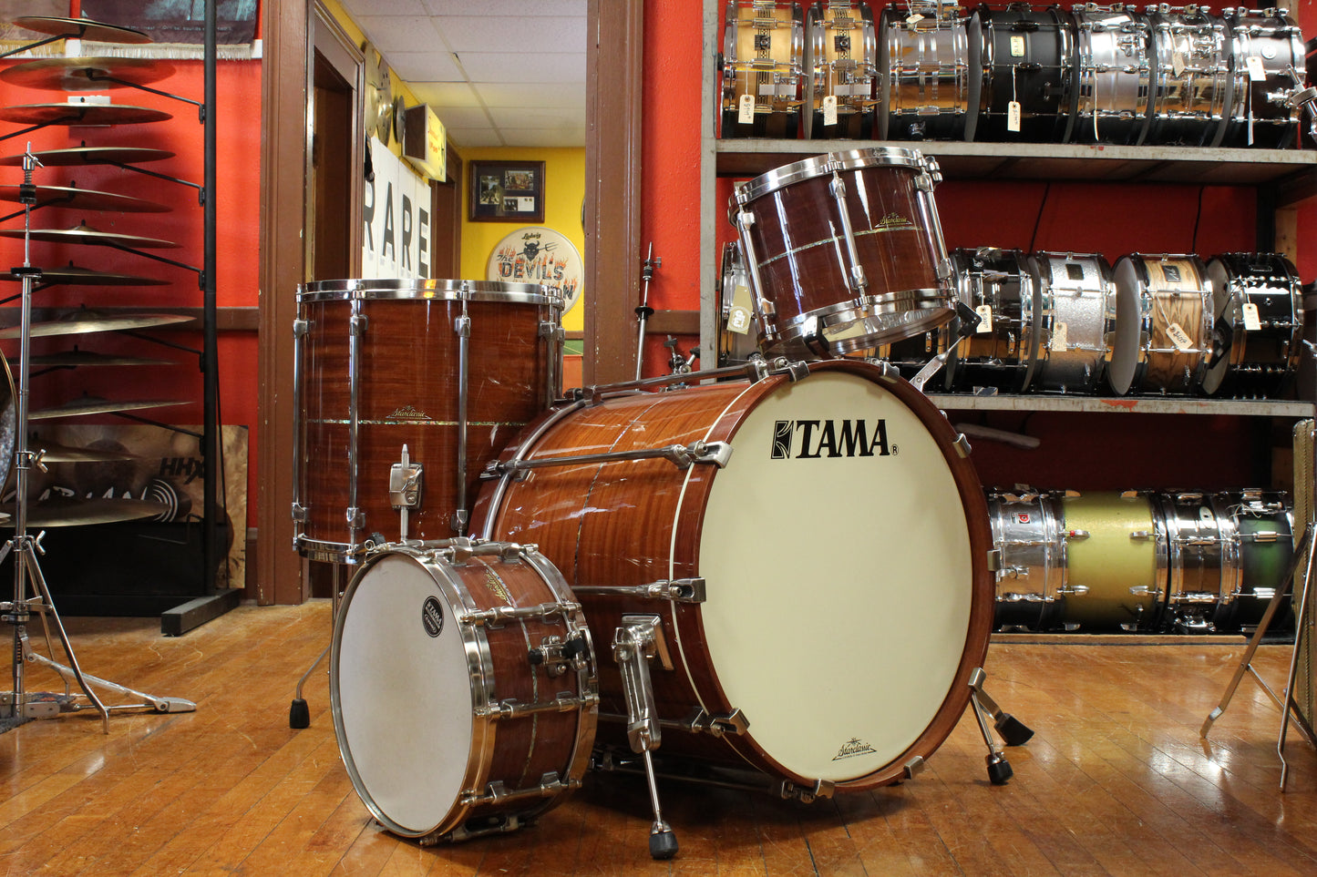 2000s Tama Starclassic Omnitune in Natural Bubinga 18x22 9x12 16x16 6.5x14