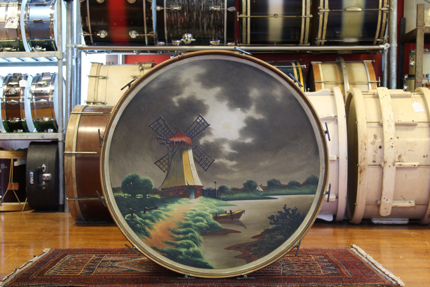 1930s Leedy 14"x28" Bass Drum in White Marine Pearl