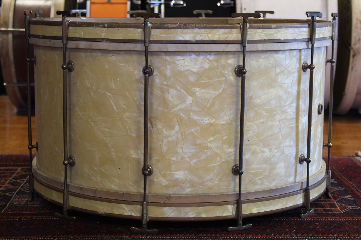 1930s Leedy 14"x28" Bass Drum in White Marine Pearl