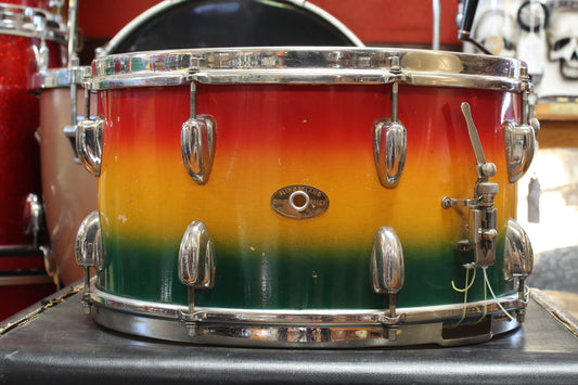 1950's Slingerland 8"x15" Concert King Snare Drum in Red/Yellow/Green Duco