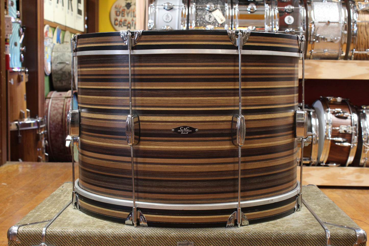 C&C Drum Company Player Date II Outfit in Brown Oyster 14x22 8x12 15x16