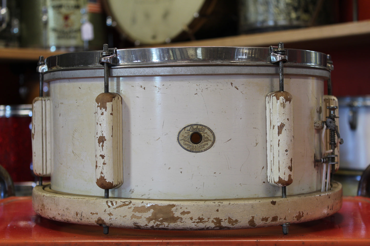 1940's Ludwig & Ludwig Victory Snare Drum 6.5"x14" in White Lacquer