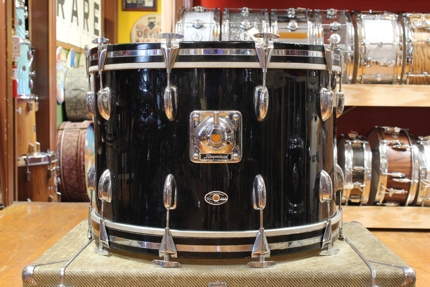 1970s Slingerland Pop Outfit In Black Beauty 14x22 8x12 9x13 14x16