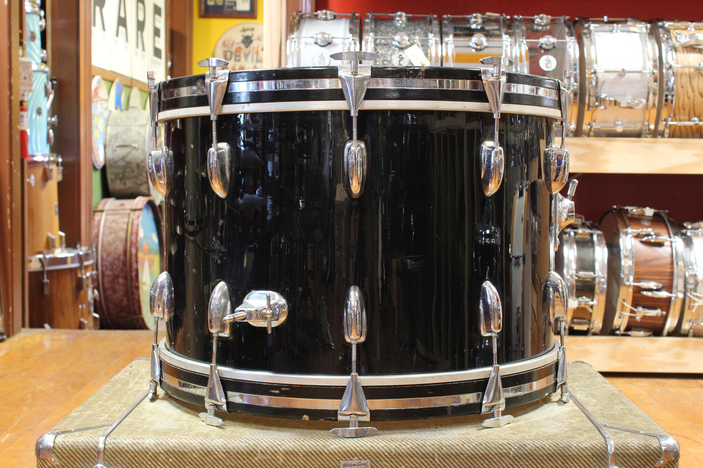 1970s Slingerland Pop Outfit In Black Beauty 14x22 8x12 9x13 14x16