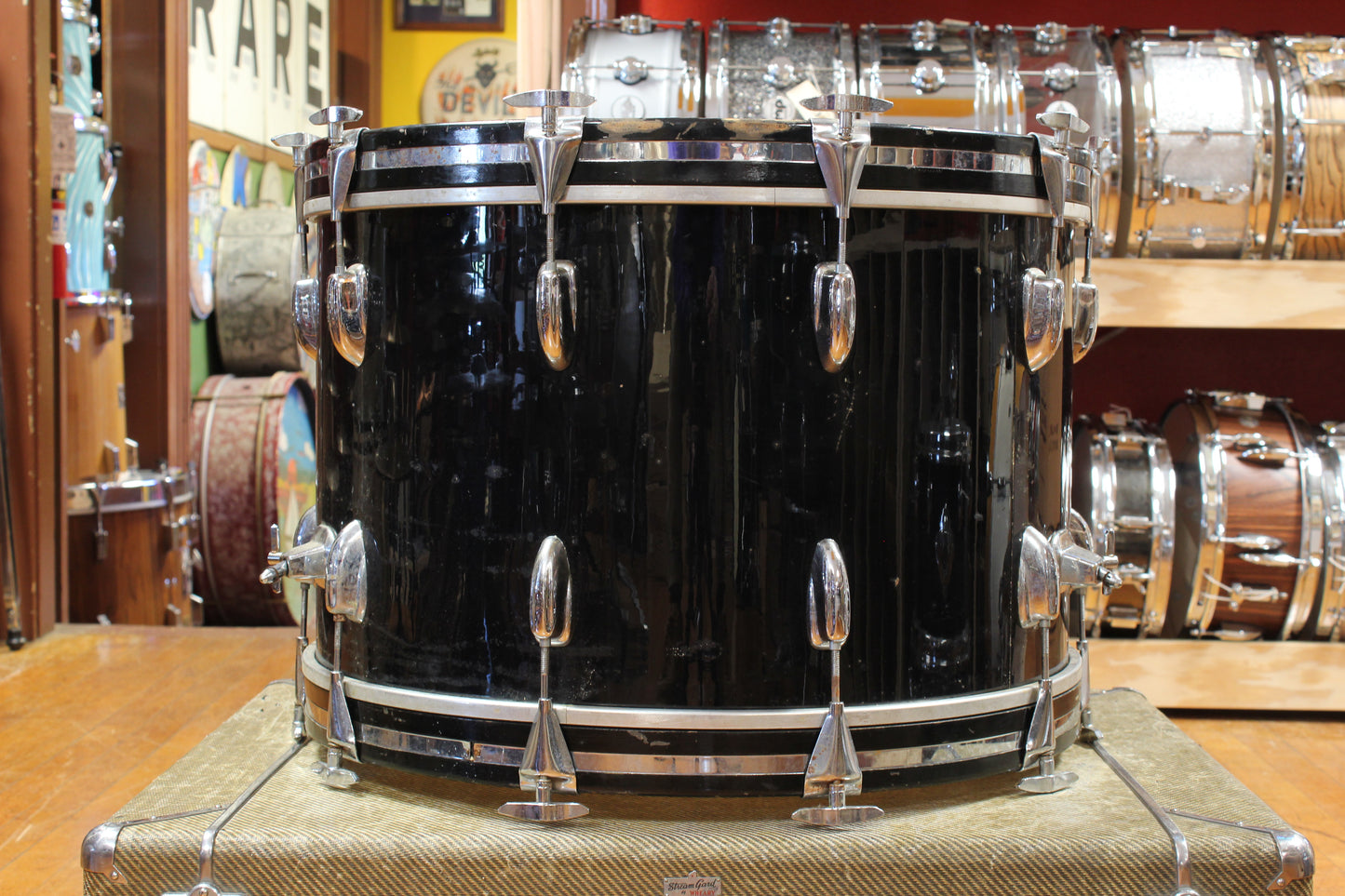 1970s Slingerland Pop Outfit In Black Beauty 14x22 8x12 9x13 14x16
