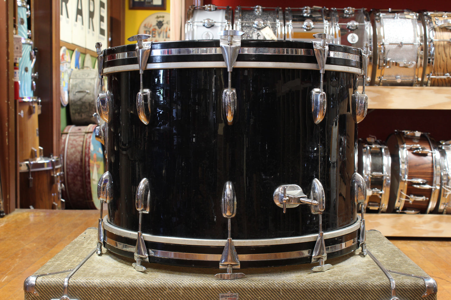1970s Slingerland Pop Outfit In Black Beauty 14x22 8x12 9x13 14x16