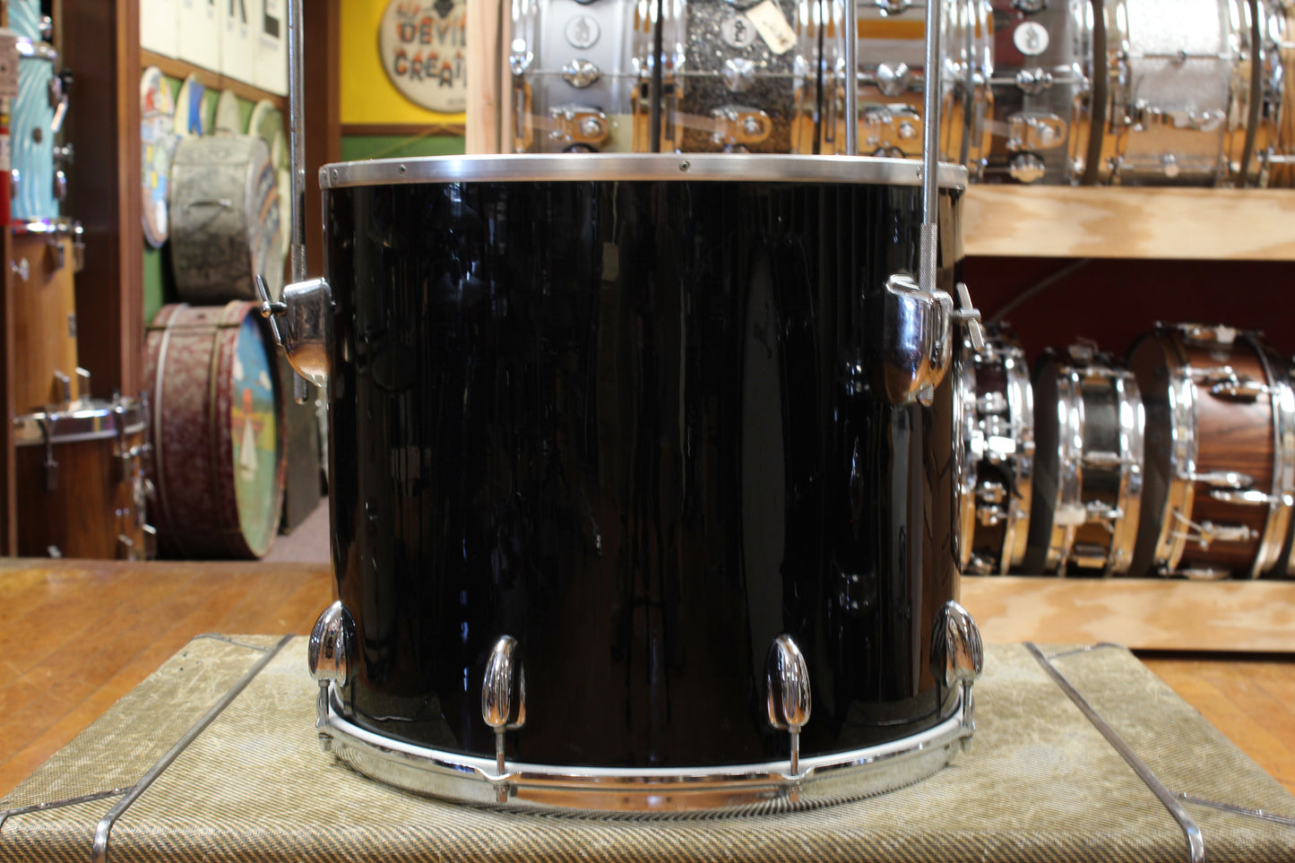 1970s Slingerland Pop Outfit In Black Beauty 14x22 8x12 9x13 14x16