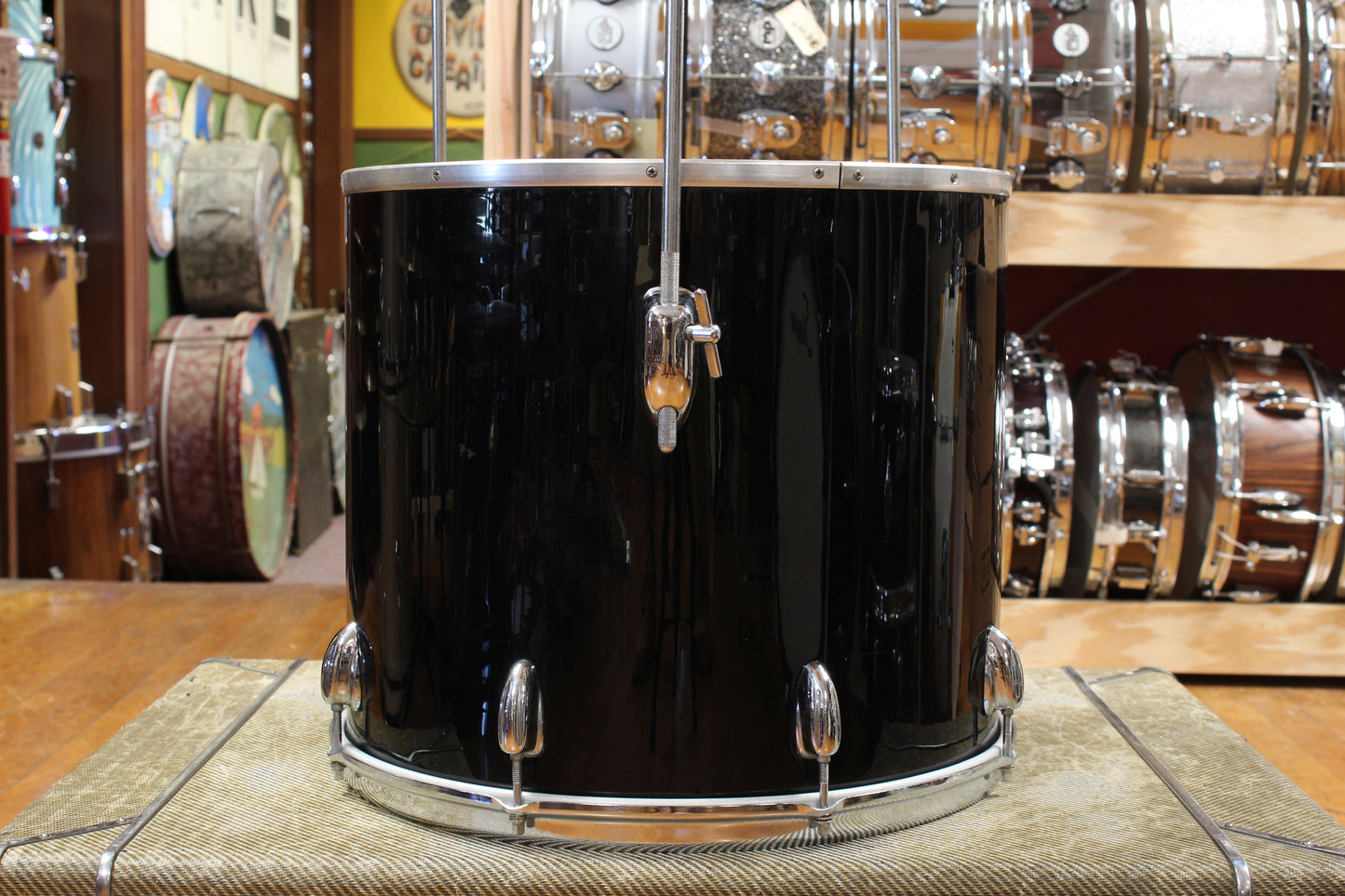 1970s Slingerland Pop Outfit In Black Beauty 14x22 8x12 9x13 14x16