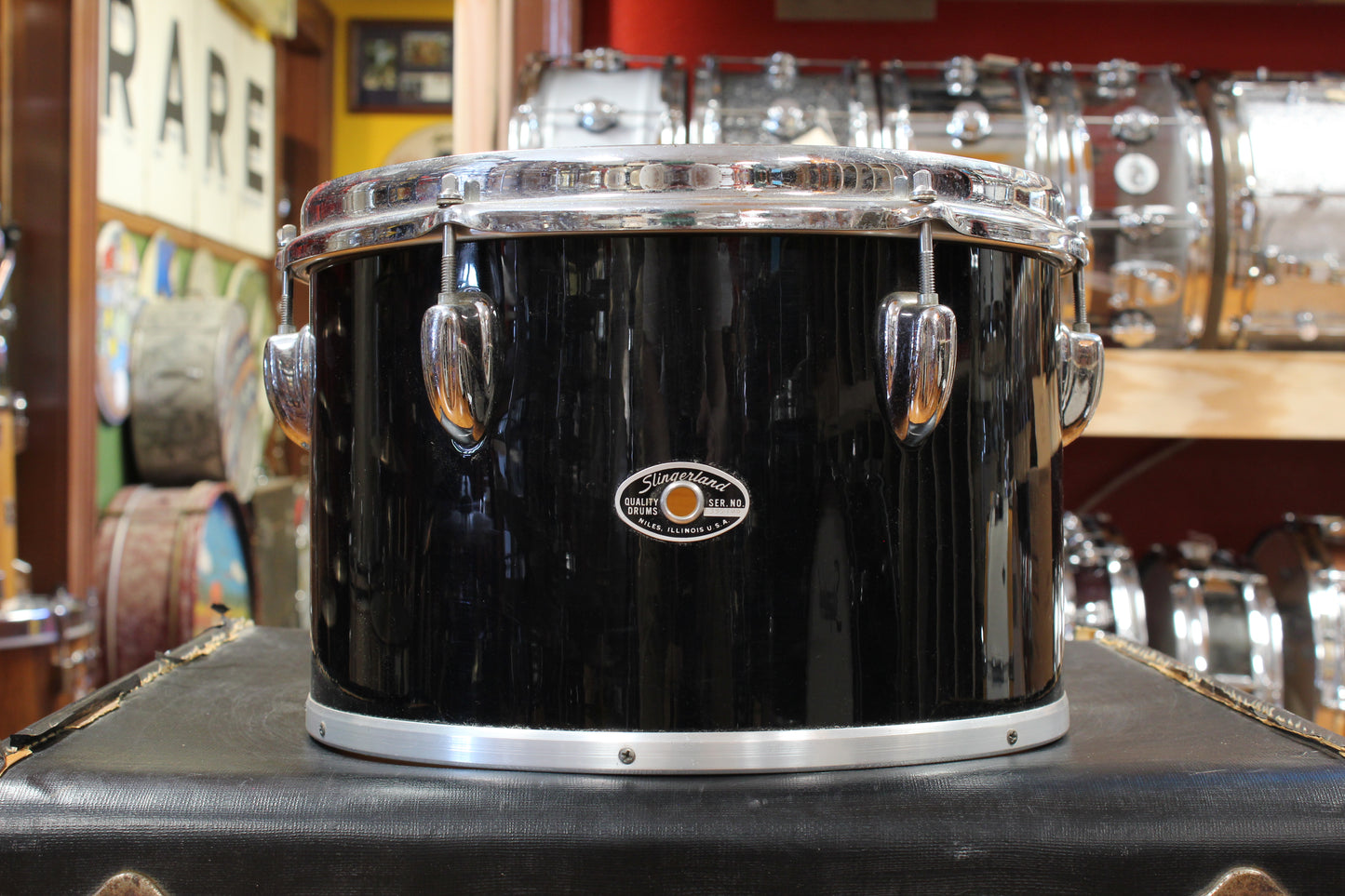 1970s Slingerland Pop Outfit In Black Beauty 14x22 8x12 9x13 14x16