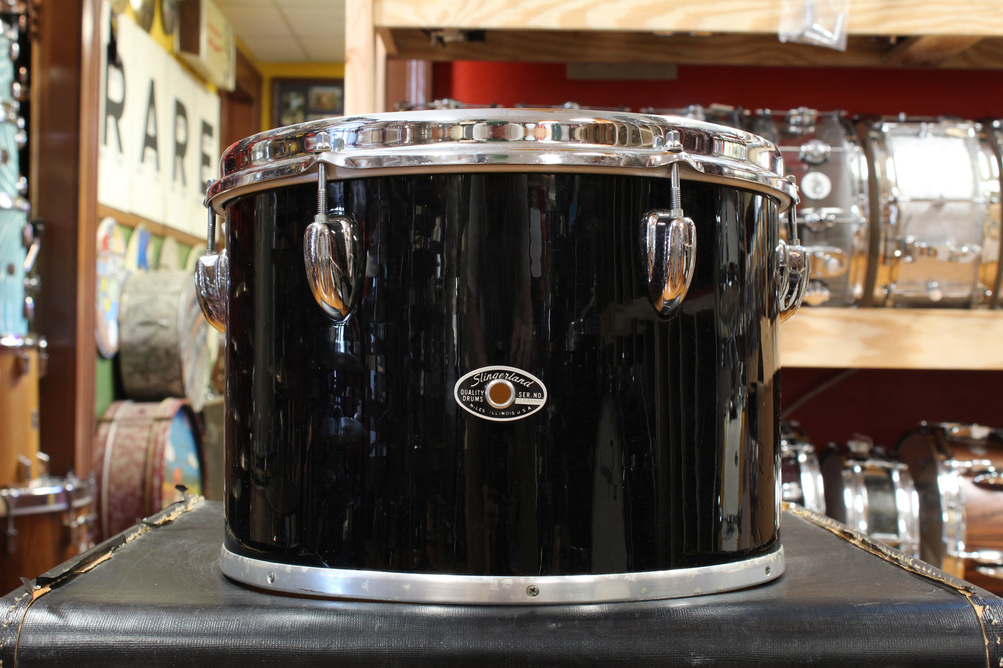 1970s Slingerland Pop Outfit In Black Beauty 14x22 8x12 9x13 14x16