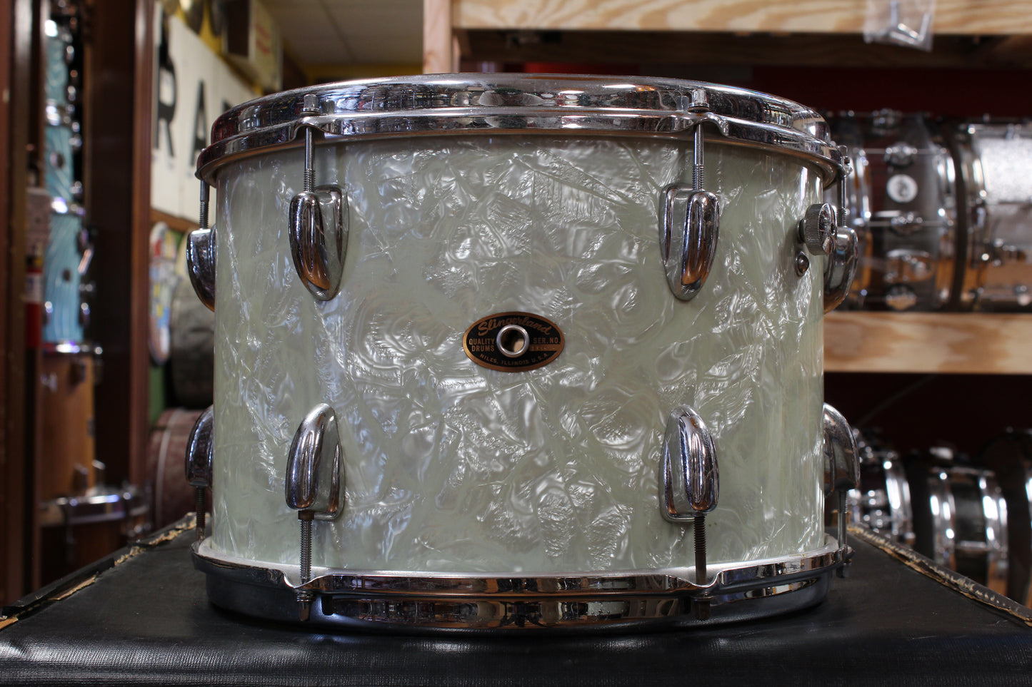 1960s Slingerland Gene Krupa Deluxe Outfit in White Marine Pearl 14x20 9x13 16x16
