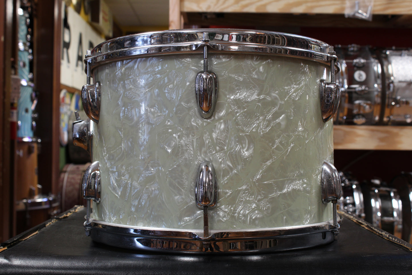1960s Slingerland Gene Krupa Deluxe Outfit in White Marine Pearl 14x20 9x13 16x16