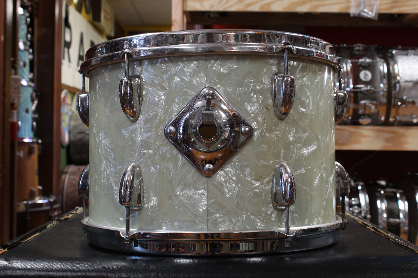 1960s Slingerland Gene Krupa Deluxe Outfit in White Marine Pearl 14x20 9x13 16x16