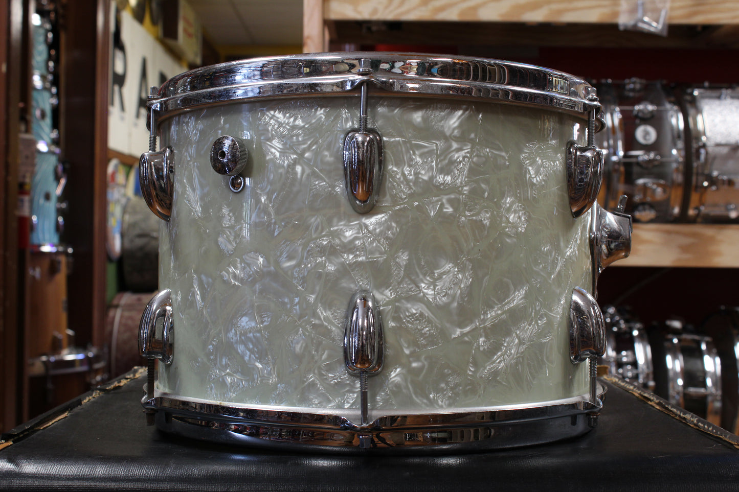 1960s Slingerland Gene Krupa Deluxe Outfit in White Marine Pearl 14x20 9x13 16x16