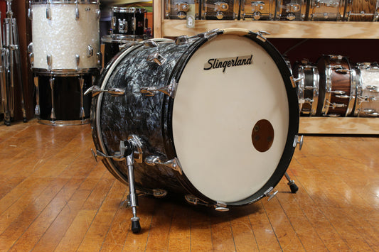 1960s Slingerland Gene Krupa Deluxe Outfit in Black Diamond Pearl 14x20 9x13 16x16
