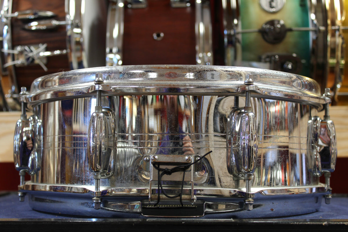 1970s Slingerland 5x14 Chrome Over Brass Sound King Snare Drum