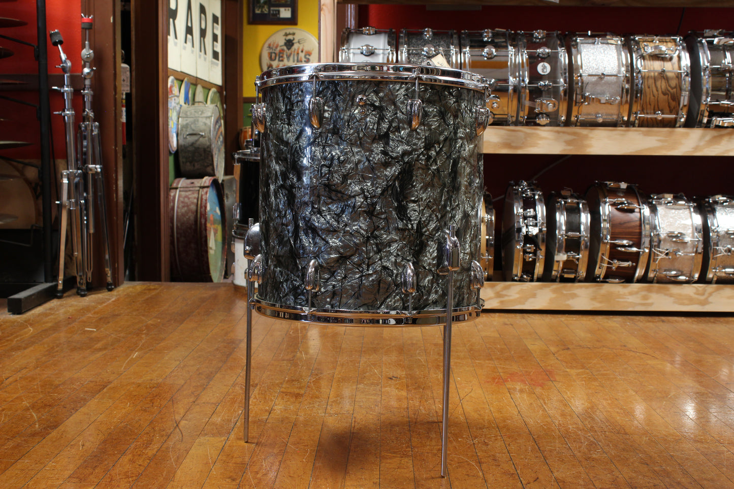 1960s Slingerland Gene Krupa Deluxe Outfit in Black Diamond Pearl 14x20 9x13 16x16