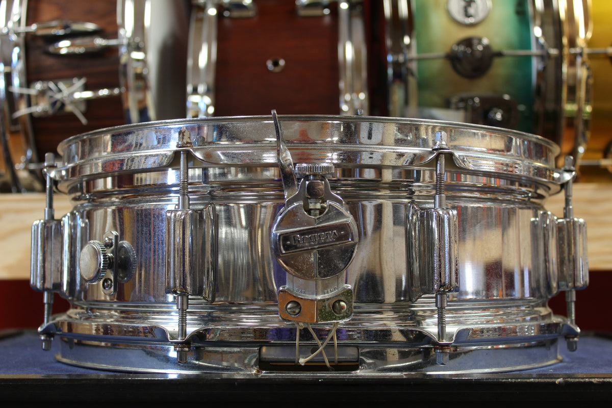 1960s Rogers 5x14 Chrome Over Brass Powertone Snare Drum Serial no. 6441 Cleveland, OH