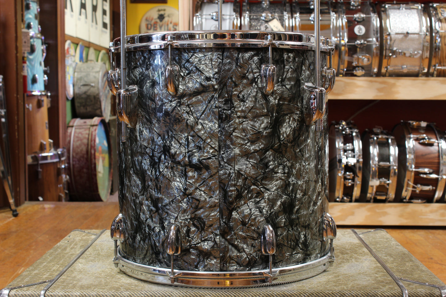 1960s Slingerland Gene Krupa Deluxe Outfit in Black Diamond Pearl 14x20 9x13 16x16