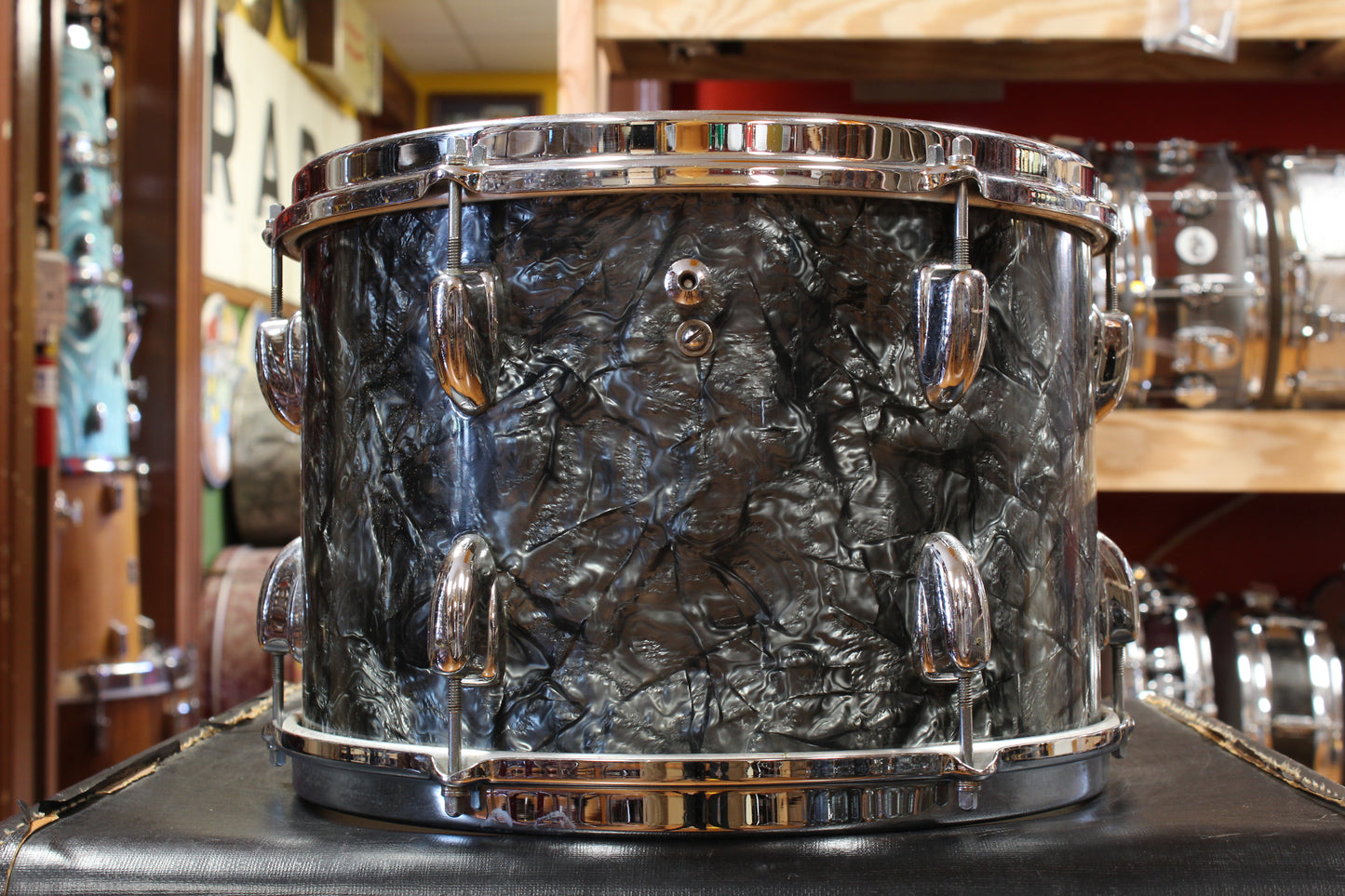 1960s Slingerland Gene Krupa Deluxe Outfit in Black Diamond Pearl 14x20 9x13 16x16