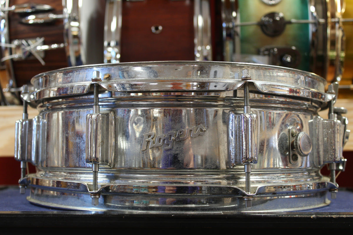 1960s Rogers 5x14 Chrome Over Brass Powertone Snare Drum Serial no.15706 Dayton, OH
