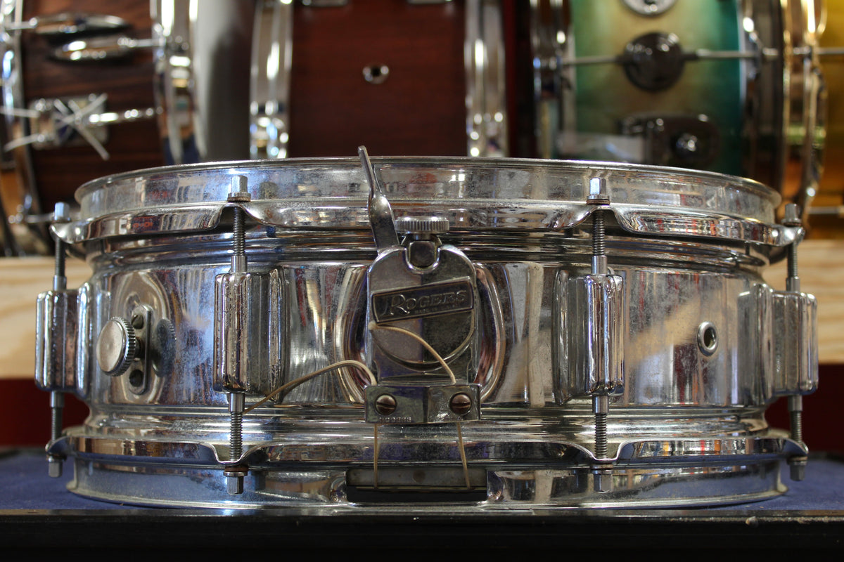 1960s Rogers 5x14 Chrome Over Brass Powertone Snare Drum Serial no.15706 Dayton, OH
