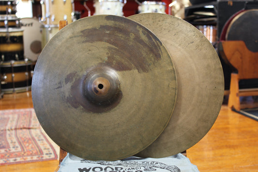 1930/40s A. Zildjian 14" First Stamp Hi-Hats 1329/1350g