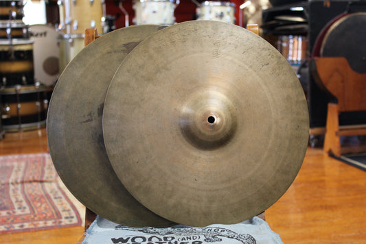 1930/40s A. Zildjian 14" First Stamp Hi-Hats 1329/1350g