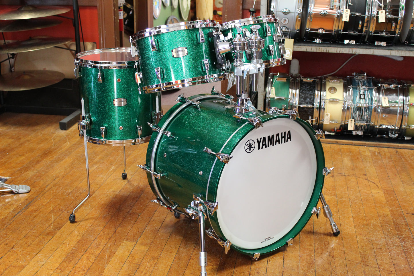 Yamaha Absolute Hybrid Maple 4-piece Shell Pack 20/14/12/10 - Jade Green Sparkle