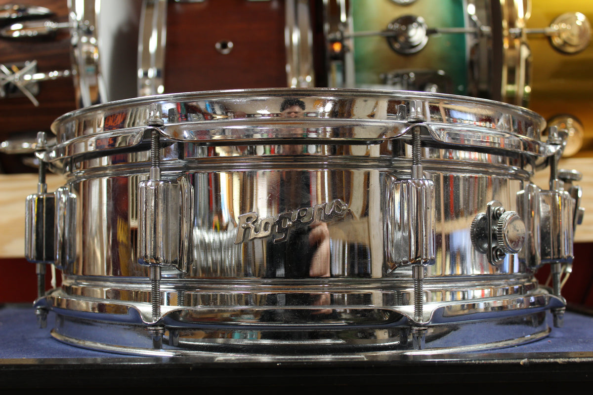 1960s Rogers 5x14 Chrome Over Brass Powertone Snare Drum