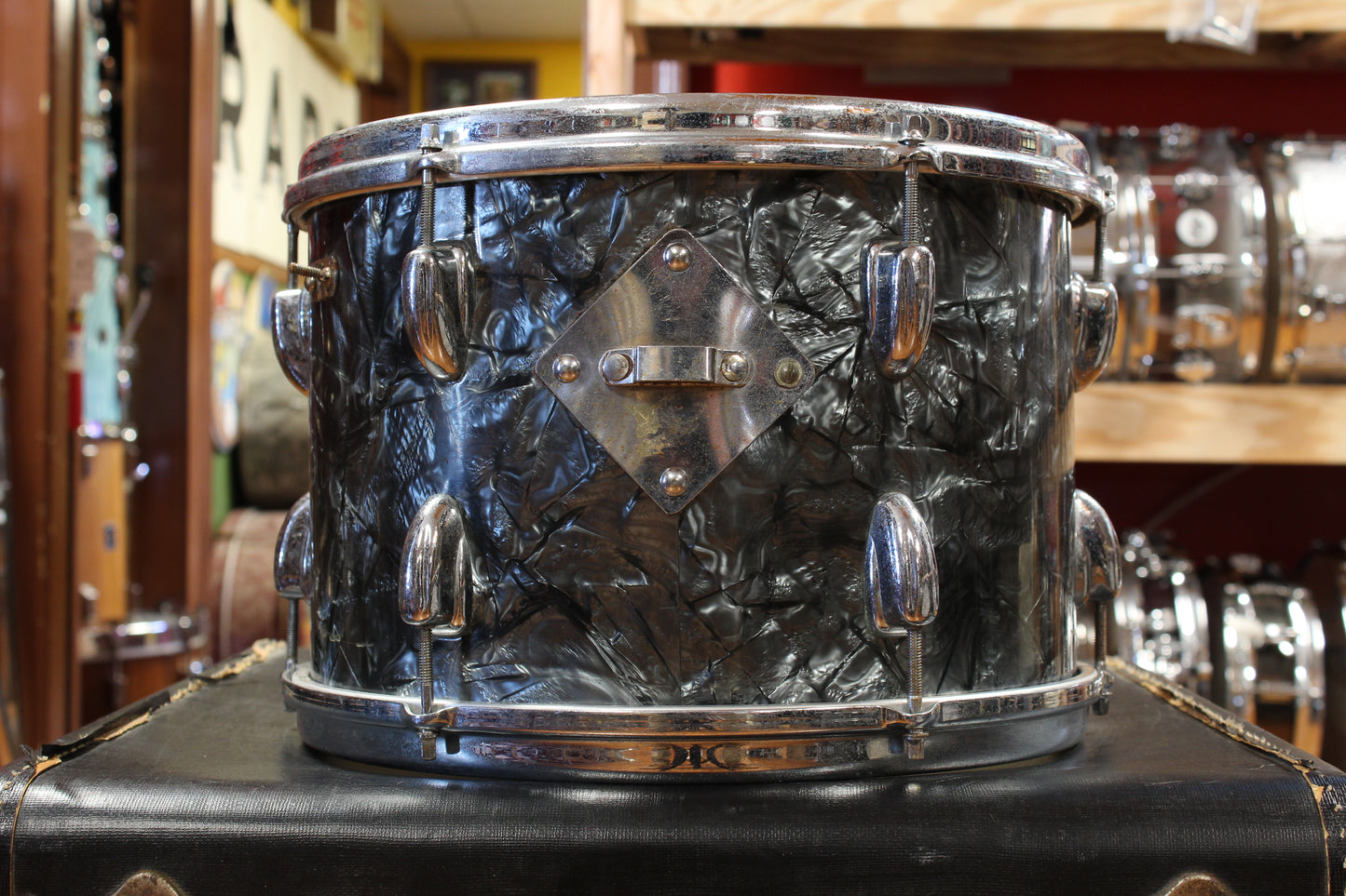 1960s Slingerland Ensemble 1N Outfit in Black Diamond Pearl 14x22 9x13 16x16
