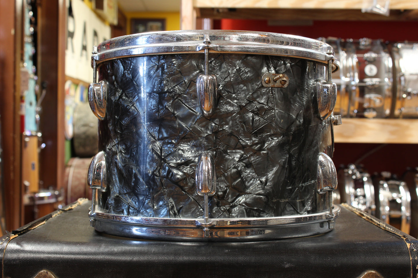 1960s Slingerland Ensemble 1N Outfit in Black Diamond Pearl 14x22 9x13 16x16