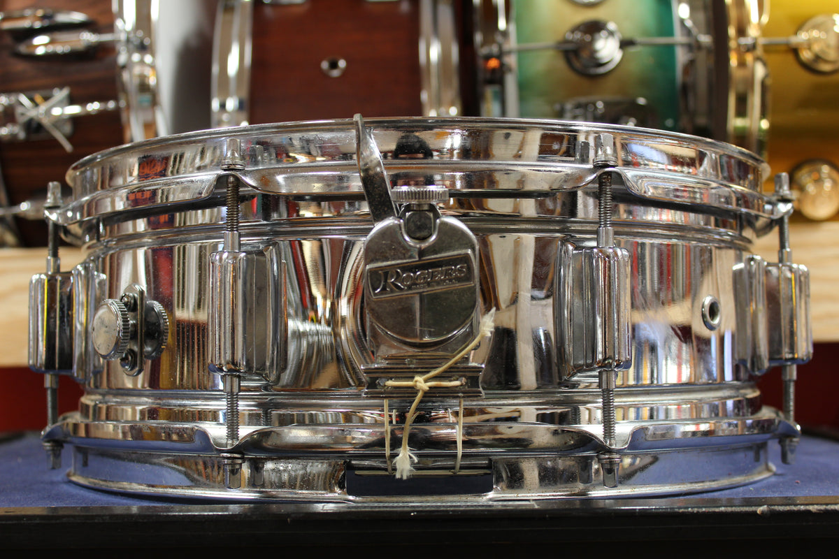 1960s Rogers 5x14 Chrome Over Brass Powertone Snare Drum
