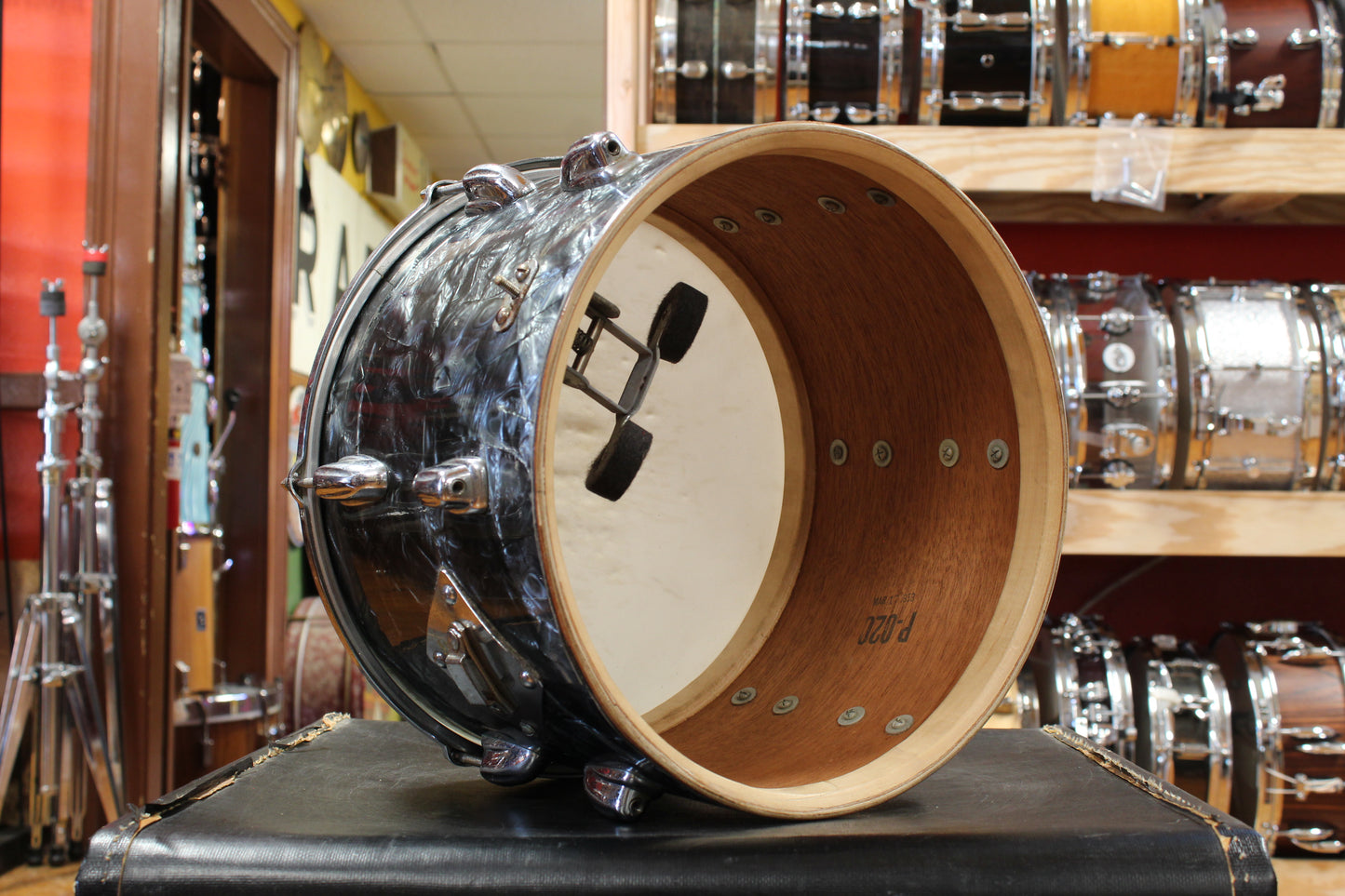 1960s Slingerland Ensemble 1N Outfit in Black Diamond Pearl 14x22 9x13 16x16