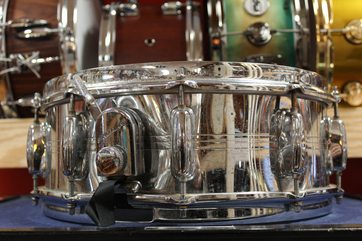 1970s Slingerland 5x14 Chrome Over Brass Gene Krupa Sound King Snare Drum