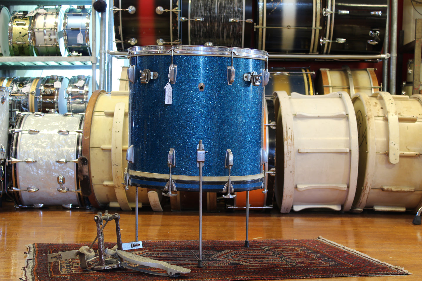 1950s WFL 18"x20" Compacto Drum in Blue Flash Pearl