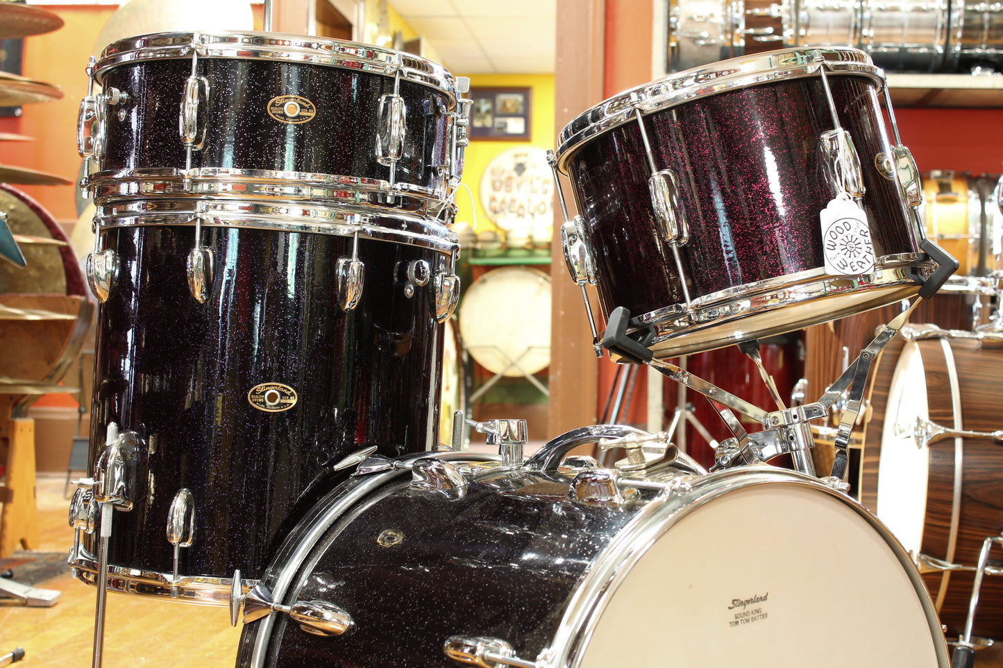 1960s Slingerland Bop kit in Black Sparkle Pearl 16x16 14x14 8x12 5.5x14