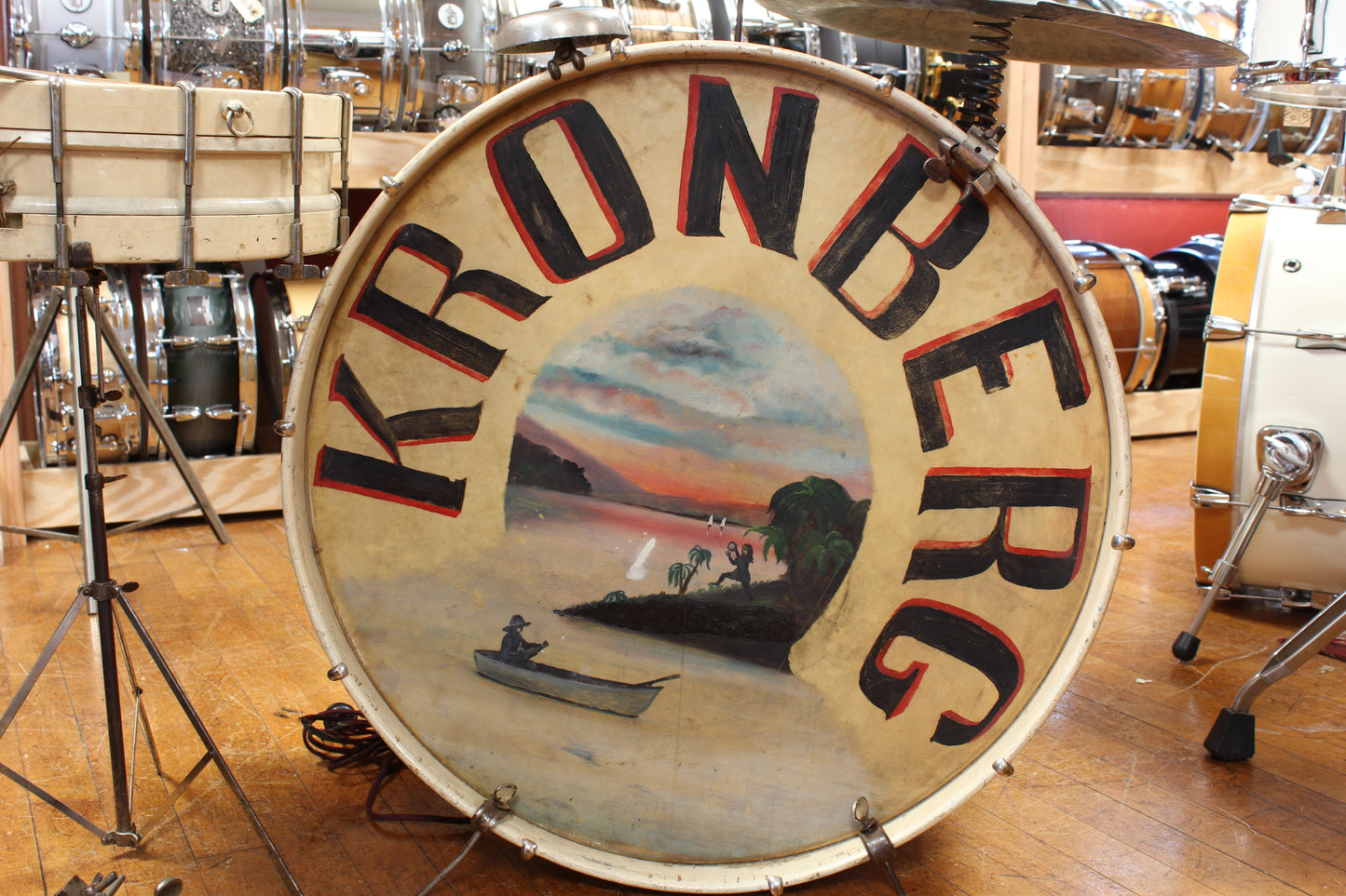 Early 1900s Lyon & Healy Trap Drum Kit in White Lacquer 12x24 3x14