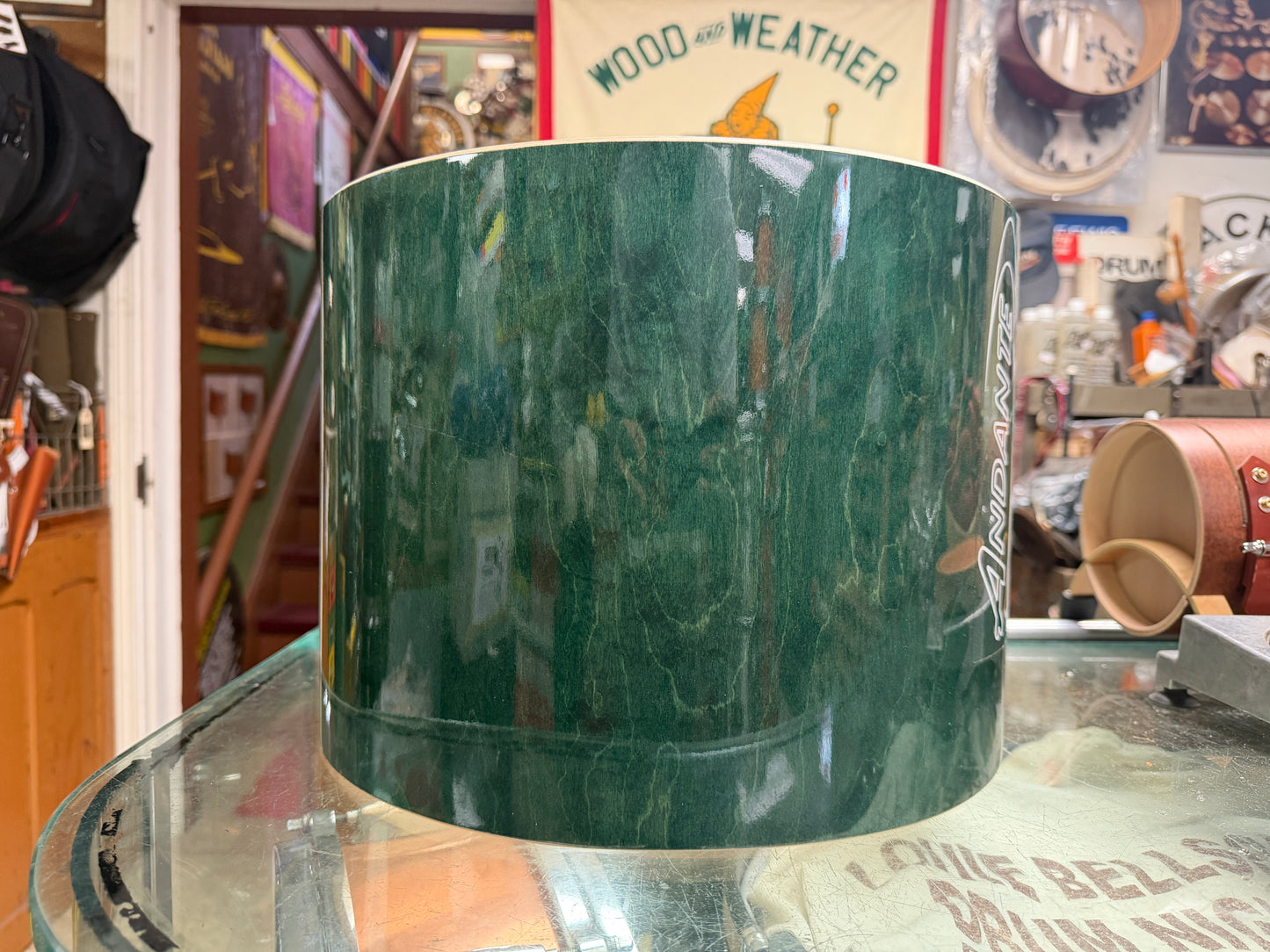 Andante Snare Drum Shell - Green Stain 10x14