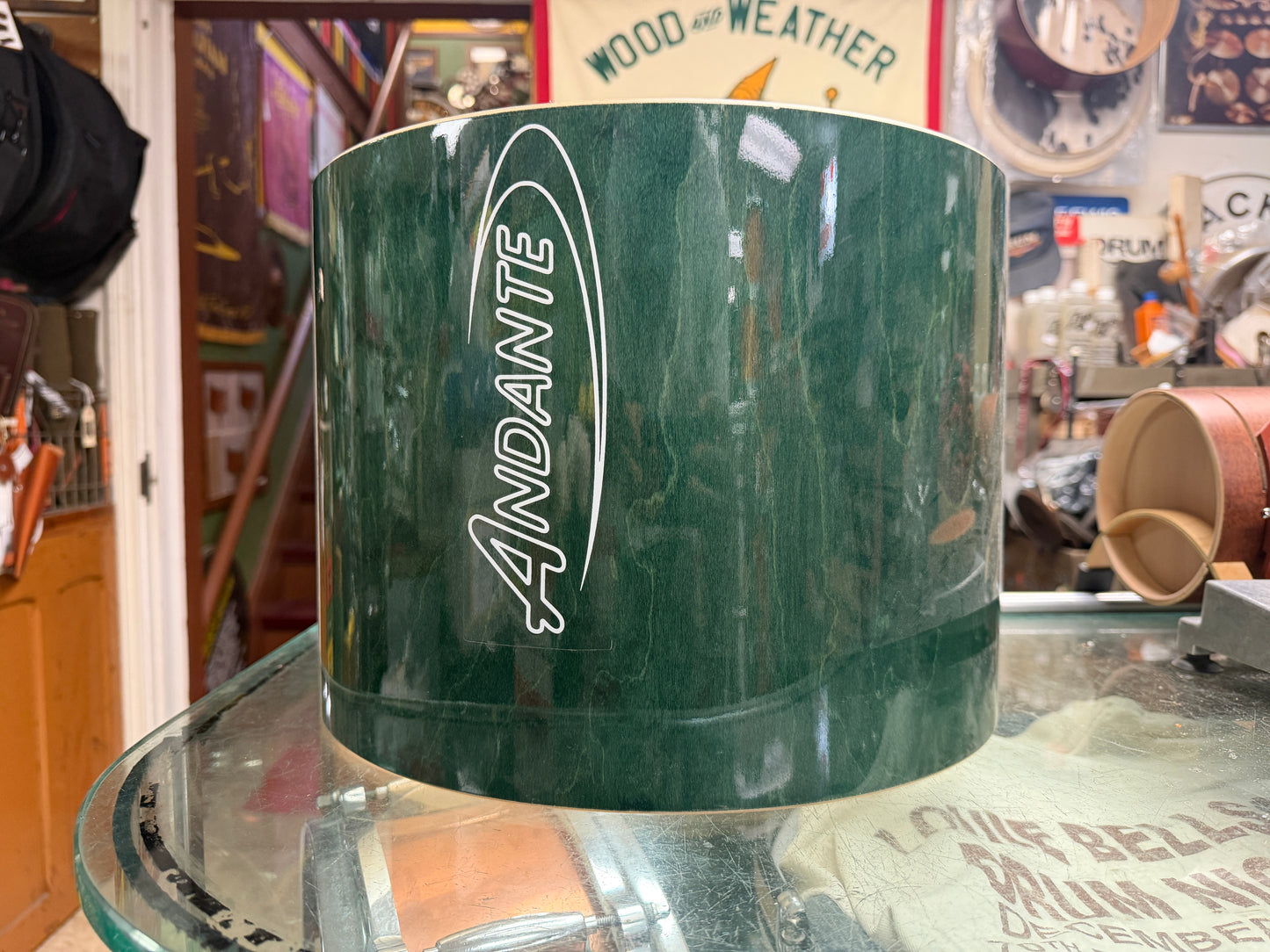 Andante Snare Drum Shell - Green Stain 10x14