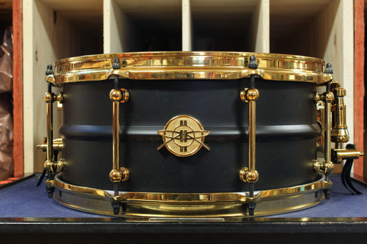 Dunnett Classic Drums 6.5x14 Model 2N Brass Snare Drum in Matte Black Tourbillon