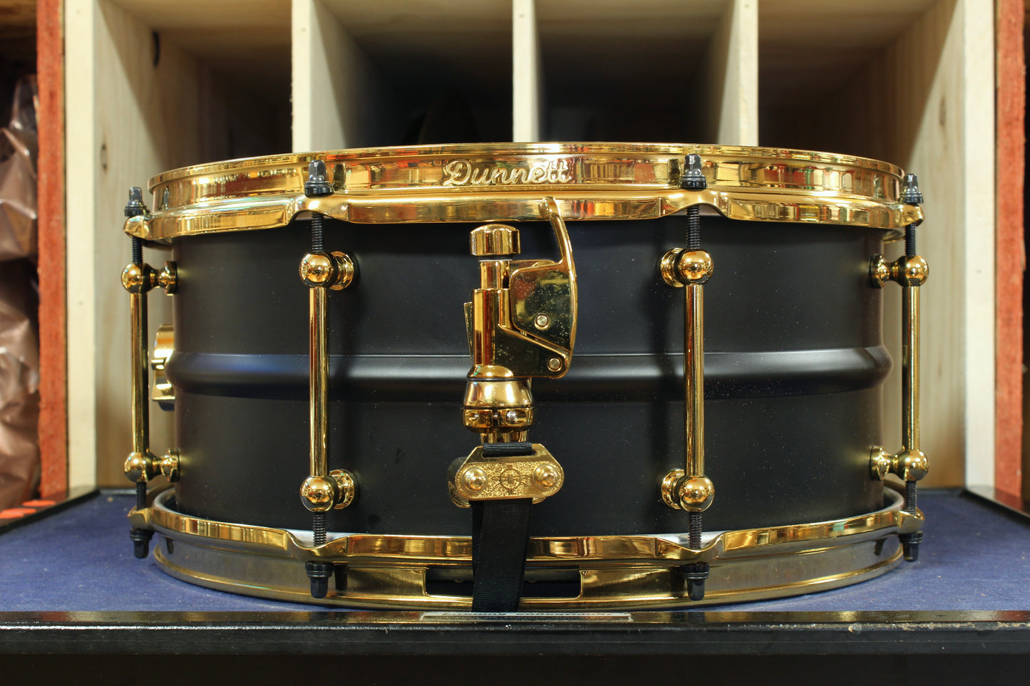 Dunnett Classic Drums 6.5x14 Model 2N Brass Snare Drum in Matte Black Tourbillon