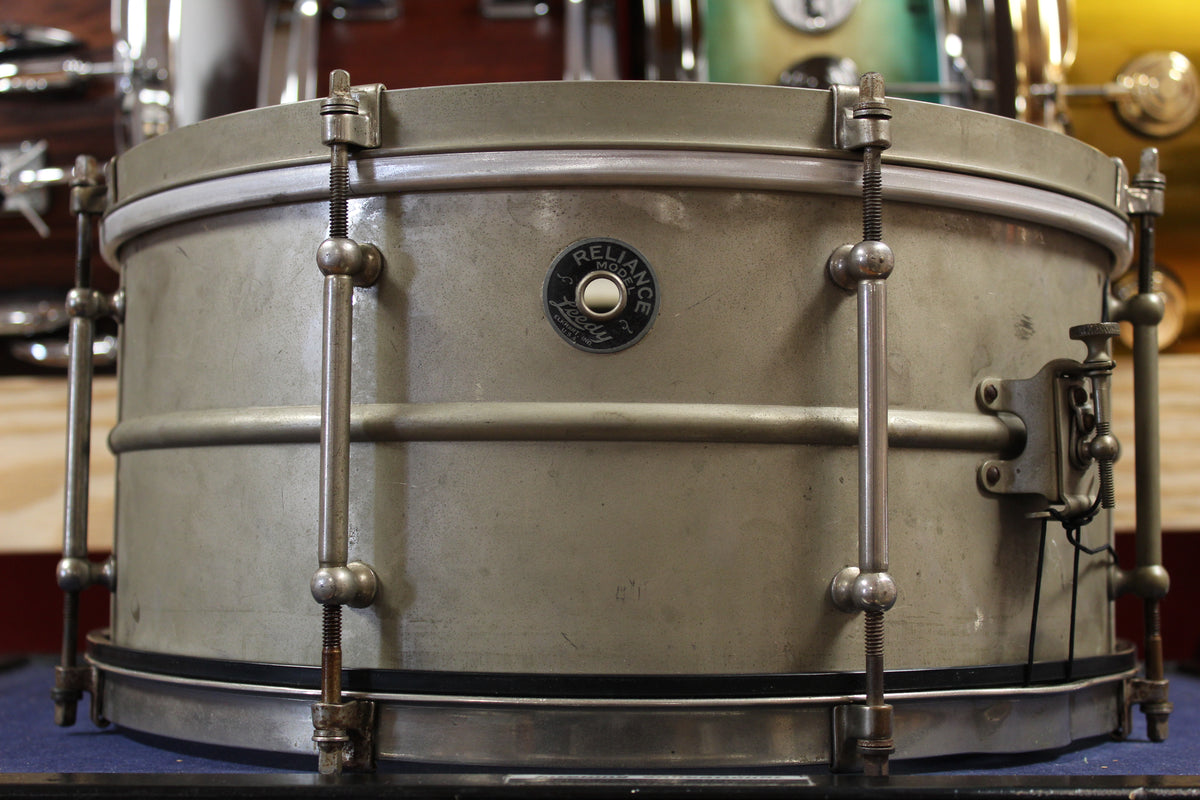 1930's Leedy Reliance 6.5"x14" Nickel over Brass 1-Piece Snare Drum