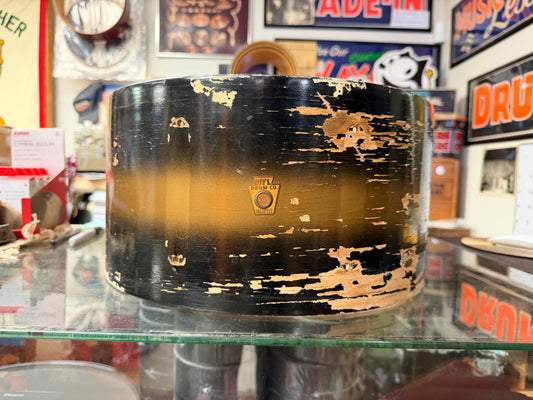 1940s WFL Snare Drum Shell 7"x14" Black & Gold Duco
