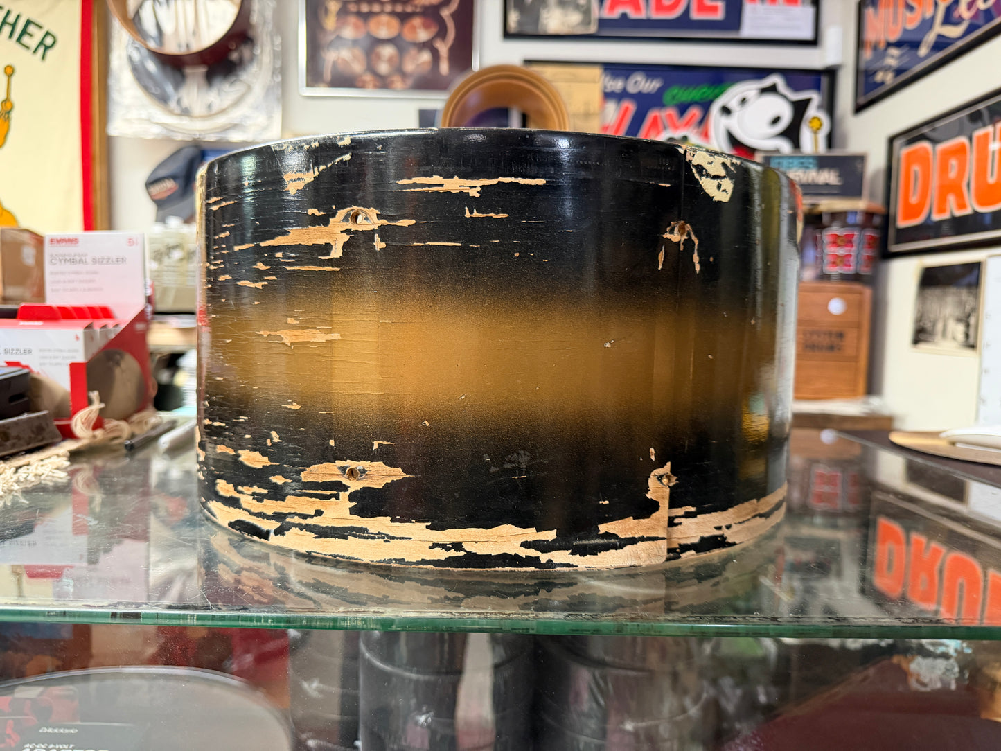 1940s WFL Snare Drum Shell 7"x14" Black & Gold Duco