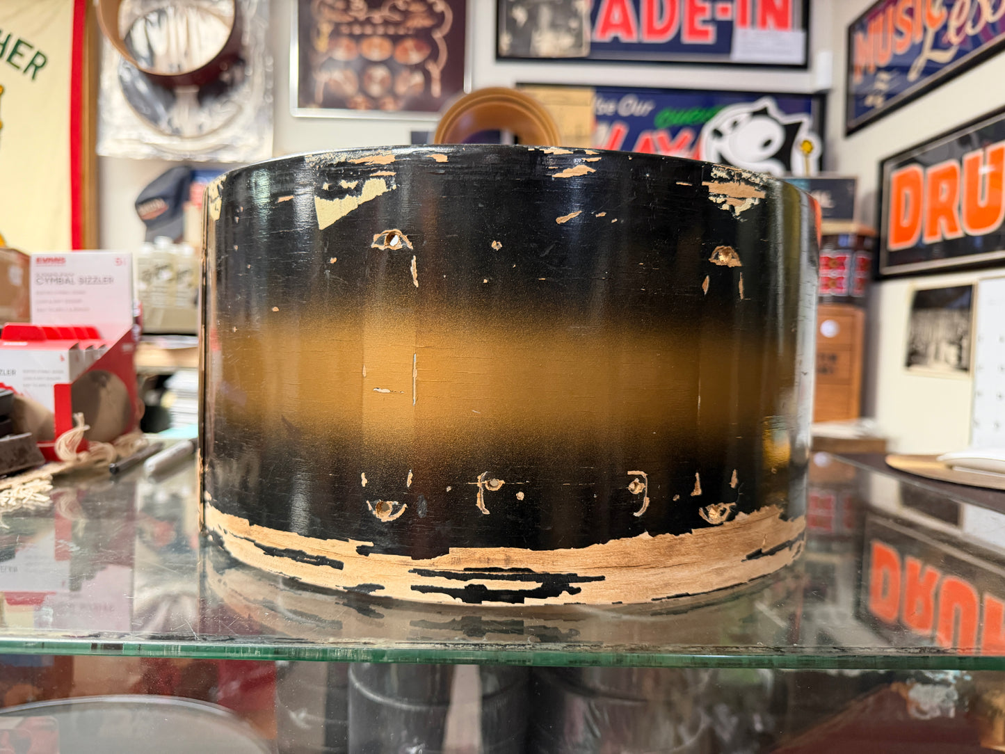 1940s WFL Snare Drum Shell 7"x14" Black & Gold Duco