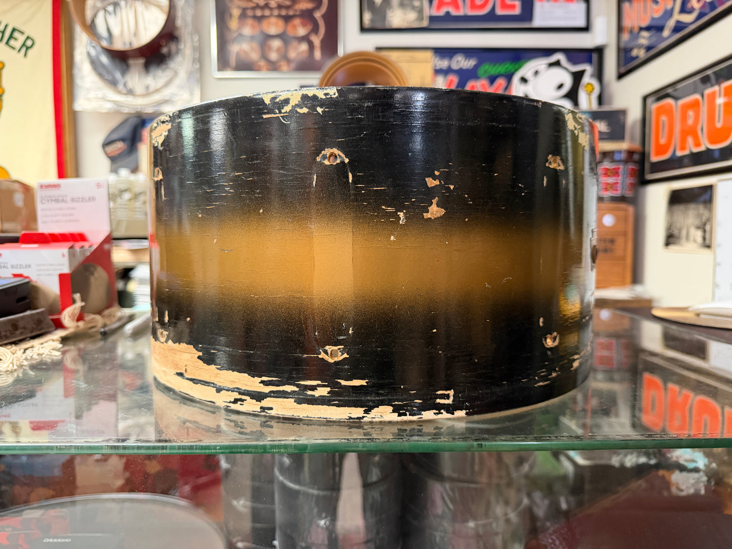 1940s WFL Snare Drum Shell 7"x14" Black & Gold Duco