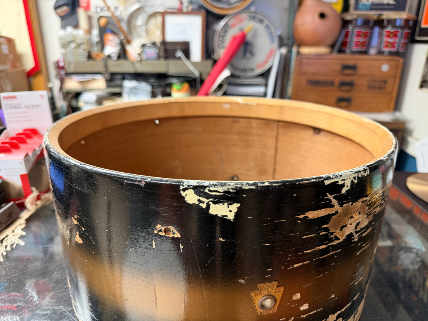 1940s WFL Snare Drum Shell 7"x14" Black & Gold Duco