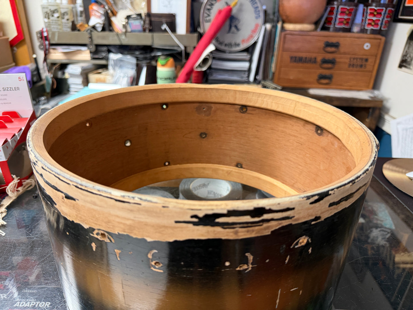 1940s WFL Snare Drum Shell 7"x14" Black & Gold Duco